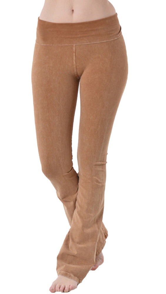 T Party Fold Over Waist Yoga Pants (X-Large, Mocha) : : Fashion