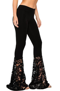 T-Party Flower Embroidery Flare Foldover Pants - Black – Debra's Passion  Boutique